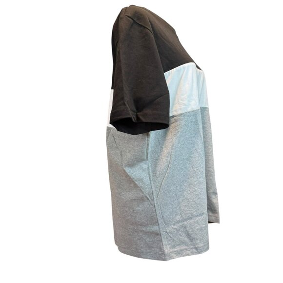 Puma Men’s Colorblock Logo Tee Shirt Black White Gray Size Youth L NWT - Picture 3 of 6